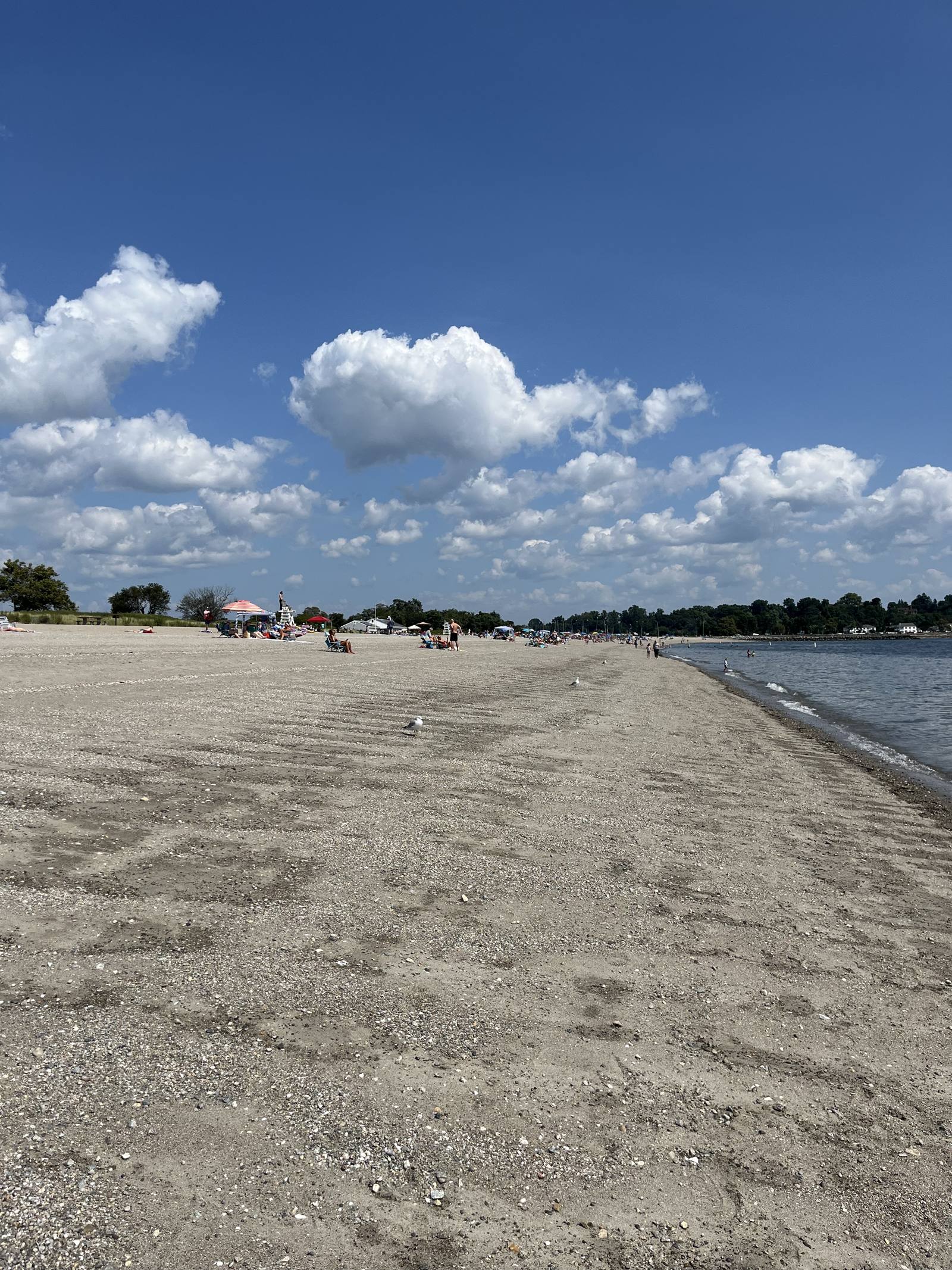 Jennings Beach in Fairfield, Connecticut under a dramatic sky